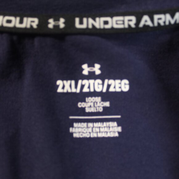 Under Armour Mens 2XL T-Shirt Navy Blue Loose Fit Short Sleeve Tee - Picture 5 of 5